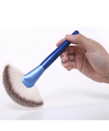 Large Fan Makeup Brush - Blending Highlighter & Contour Powder Brush | Professional Blue Makeup Tool for Flawless Results - Shop Internationally - Buy Online on GoSupps.com