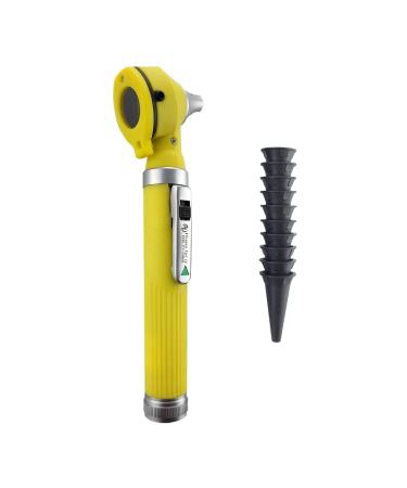 Hossa Int-Otoscopes with light 3 times enlargement 10 speculum tips size tool for diagnostics with hard plastic case piccolight otoscope set for nurse children adults (yellow)