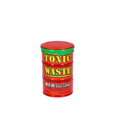 Toxic Waste Red Sour Candy 42g - Extremely Acidic Sweets, Perfect for Fans of Intense Taste, Eye-Catching Drum Shape Packaging + GETZH ThankYou Sticker