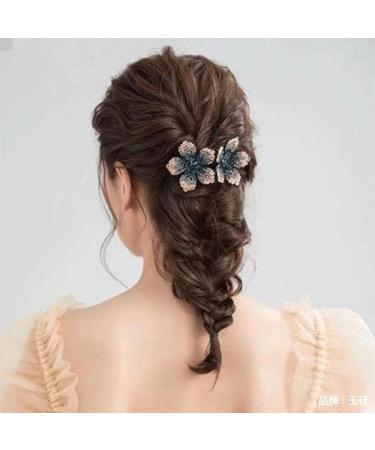 5 Pcs Double Flower Rhinestone Hair Clips - Fancy Crystal Barrettes for Women (Pastoral Style) - Buy Online on GoSupps.com