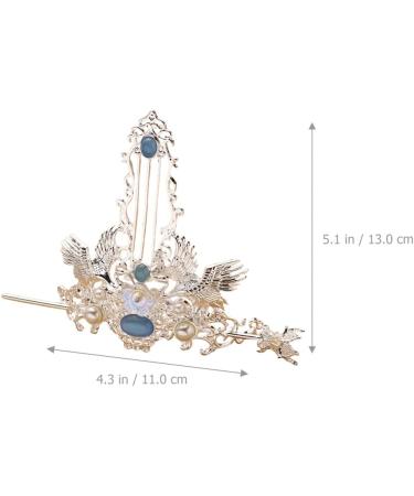 FRCOLOR 1 Set Chinese Hair Coronet Hanfu Headdress Hair Stick Hair Crown Set Traditional Classical Style Hair Pins Hair Jewelry for Women Girls Hair Accessories Silver - Buy Online on GoSupps.com