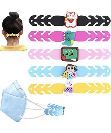 Kids Face Mask Extender Strap I 5 Pack I Face Mask Ear Protector I Earloop Masks Extension I Ear Guards Adjustable Grips I Mask Buckle Belt Head Loop Tightening Strap I 5 Units