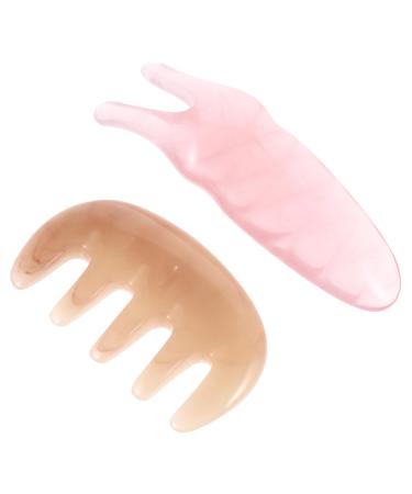 Plafope 1 Massage device Scraping Care Tool Massage Plate Massage Chamber Schabebrett Guasha Brett Massage Bug Schabenkamm Schabenkmabel Multifunctional comb head massage tool 12x4cm pink