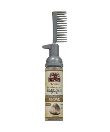 OKAY Henna Semi-Permanent Pump It Color Comb Brown 3 Ounce