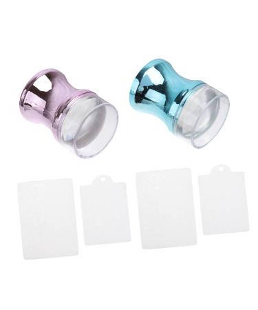 DOITOOL 4 Sets Nail Stamp Sheer Gel Nail Polish Nail Art Stamping Kit Nail Scraping Tool Diy Nail Art Manicure Scrapers Manicure Accessories Stamping Tools Beauty Products Large Silica Gel