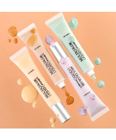 4 Pcs Color Corrector & Full Coverage Liquid Concealer Set | Moisturizing Lightweight Formula | Waterproof Green & Purple Correcting Concealer for Dark Circles & Dry Skin - Buy Online on GoSupps.com