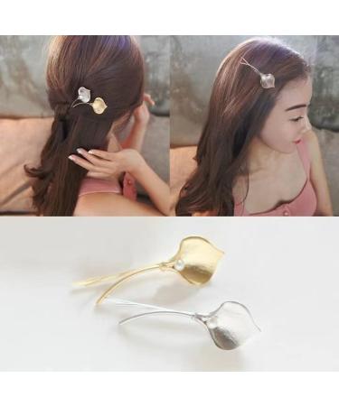 Vintage Leaf Hair Clips 8PCS/4Pairs - Elegant Retro Bobby Pins for Women - Wedding & Party Accessories in Gold & Silver - Buy Online on GoSupps.com