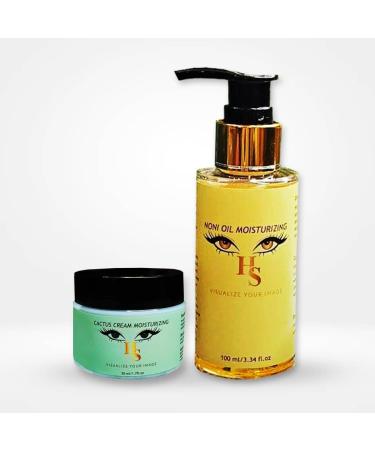 Organic Noni Body Massage Oil & Cactus Cream Facial Moisturizer - Anti-Aging Cactus Facial Extract & Moisturizing Noni Skin Oil - Set of 2 Skin Moisturizing Oil & Cream items.