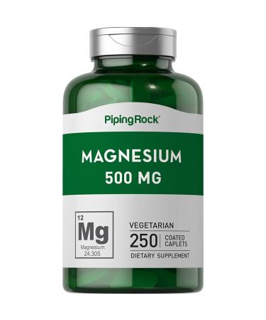 Magnesium Oxide 500 mg | 250 Caplets | Magnesium Supplement | Vegetarian Non-GMO Gluten Free | by Piping Rock
