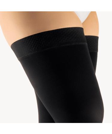 BORT AktiVen Extra CCL2 AG Thigh Highs - Short Open Toe with Nubbed Adhesive Band 4 in Black | Compression Stockings for Optimal Comfort - Buy Online on GoSupps.com