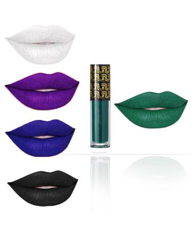 Kilshye Matte Liquid Lipstick Halloween Lipsticks Gothic Pigment Lip Gloss Velvet Lipglaze Costume Lips Cosmestis for Women and Girls Pack of 1 (Green)