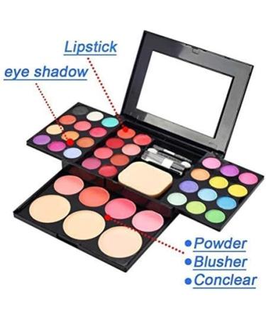 39 Color Bright Eyeshadow Palette with Lip Gloss, Blush & Brushes Set | Highly Pigmented Makeup Kit - Buy Online on GoSupps.com