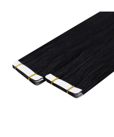 Youngsee Black Tape In Hair Extensions | 45cm Real Virgin Hair | Smooth Skin Weft | 5pcs 12.5g #1 - Buy Online on GoSupps.com