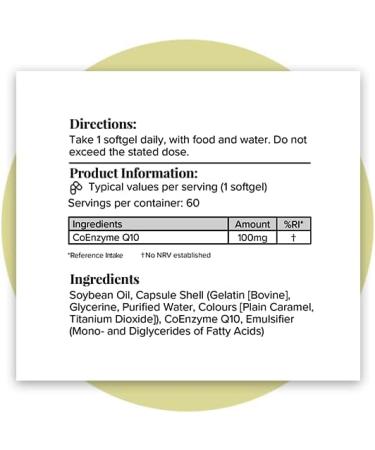 Hey Nutrition CoEnzyme Q10 Supplement - 100mg Premium Ubiquinone - Antioxidant Boost - Vital Organ Nutrition - Non-GMO - UK Made - 60 Softgels - Buy Online on GoSupps.com