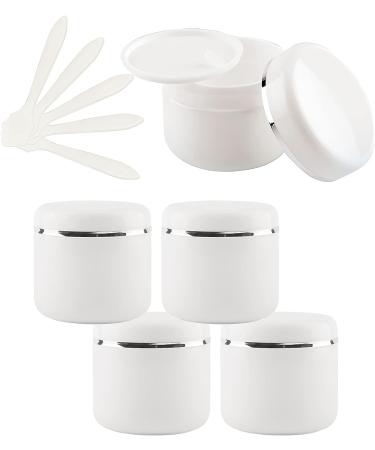 empty jars with lids cosmetic jar B0CL9KHDNF5 PC 150ml White Empty Plastic Cosmetic Jars with Screw Lid with Silver Ribbon 150g Small Storage Pot Containers for Homemade Salve  5X Spatula (Color : B