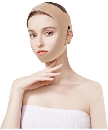 Funzhan Skin Colour V Line Lifting Mask Double Chin Reducer V Shaped Slimming Face Chin Strap Spandex V Line Face Shaping Device Elastic Face Lifting Belt Face Slimming Strap Belt Bandage Skin Color - Buy Online on GoSupps.com