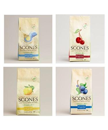 Sticky Fingers Scone Mix Variety Pack of 4 (Original, Wild Blueberry, Tart Cherry, and Lemon Poppy Seed) 15 Oz. Each 15 Ounce (Pack of 4)