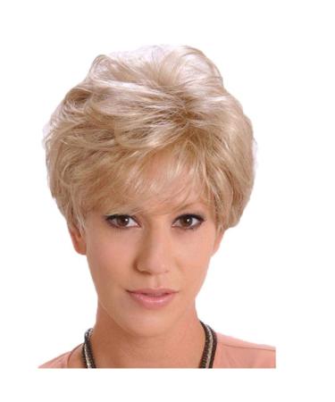 Short Blonde Curly Wig - Natural Wavy Fluffy Synthetic Hair for Women & Grandmas | Perfect for Middle Age Styles - Buy Online on GoSupps.com