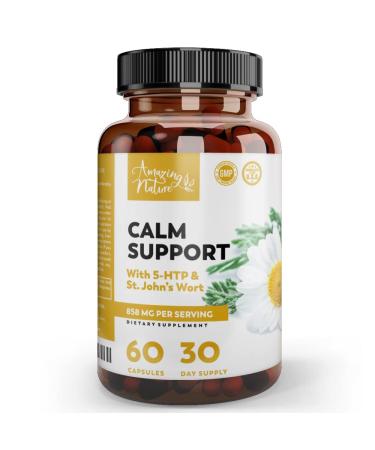 Calm Supplements with Ashwagandha – Relaxation Pills with Calming Effect – 60 St. John’s Wort, 5HTP, GABA and Ashwagandha Capsules