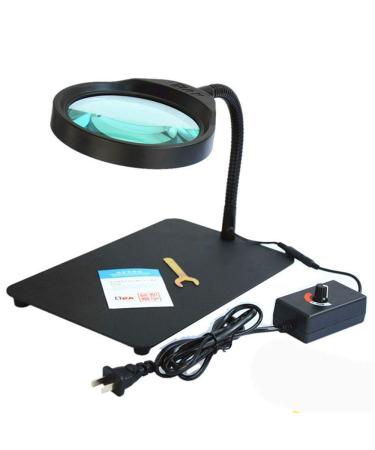 Glass HD Illuminated Glass Desktop Magnifier Repair Detection Adjustable Brightness LED Light Loupe 10x Black Tool Magnifier for Reading Made in China