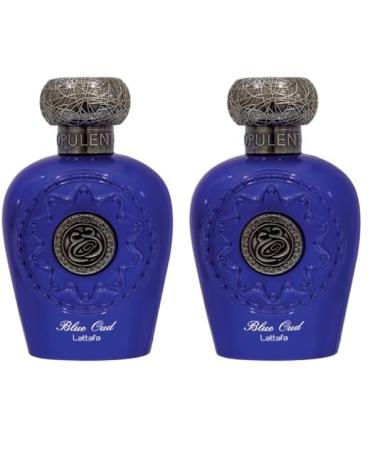 Lattafa Perfumes Blue Oud for Unisex Eau de Parfum Spray 3.4 Ounce (Pack of 2)