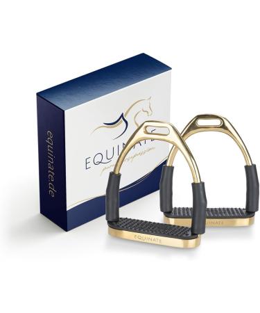 Equinate Safety Bars Fremont 10cm Gold - Anti-Slip Rubber Tread - Stirrup for Adults & Children - 2 Pieces for Ankle Support - Buy Online on GoSupps.com