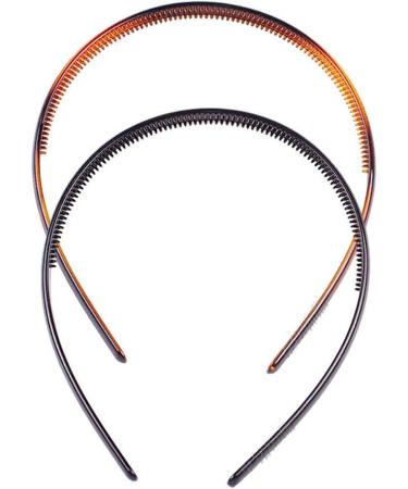 Set of 2 Women Girls Hard Plastic Headband Hair Hoop Black and Brown High-grade Headwear Hairband (Style A#) - Buy Online on GoSupps.com
