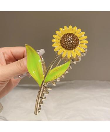 Healeved Sunflower Hair Claw Clip Non-Slip Hair Styling Claw Clips Flower Shaped Claw Clips for Women Girls Thin and Thick Hair - Buy Online on GoSupps.com