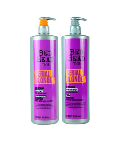 Tigi Bed Head Serial Blonde Shampoo and Conditioner DUO for Damaged Blonde Hair (Purple) - 970ML