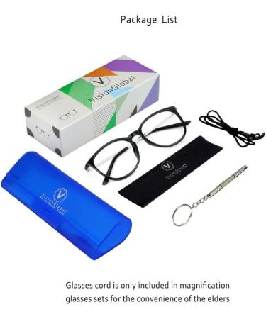 VisionGlobal Blue Light Blocking Glasses for Men & Women - Anti Eye Strain Stylish Oval Frame 3.00x Magnification Glare Reduction - Buy Online on GoSupps.com