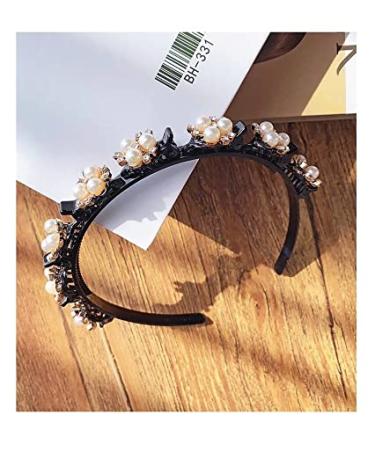 Shop Tseenyi Pearl Hairpin & Band - Layered Pony & Baroque Crystal Headband Jewelry for Women & Girls | Valentine's Day Gift (Black) - Buy Online on GoSupps.com