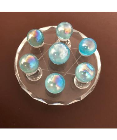 7pcs Blue Plated Stone Ball Set Pieces of Yellowstone Stone Broken Seven Star Array of Classical feng Shui Pendulum Beautiful Crystal