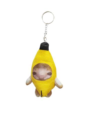 Caritierily key rings Crying Banana cat plush trailer cute banana cat doll producing banana cat crying cat banana-meow doll B unit size sound