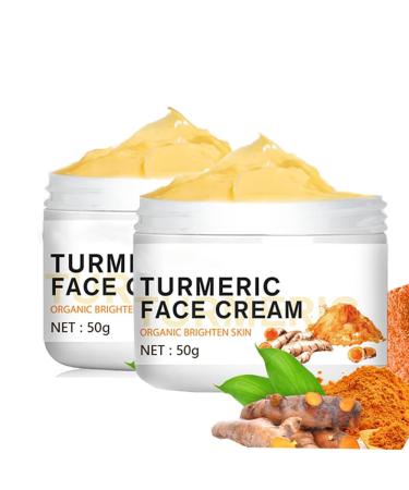 LINEDSON 2PCS Turmeric Face Cream for Face Anti-Aging Cream Face Moisturizer Cream with Organic Ingredients Skin Moisturizing Repair Cream for Dull Dry Skin