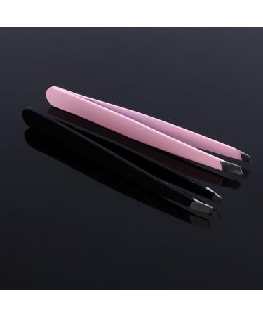 Eyebrow Hair Tweezers 1 Pc Black/Pink Eyebrow Tweezer Hair Beauty Slanted Puller Stainless Steel Clips Makeup Tool - Buy Online on GoSupps.com