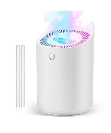 CUQOO 3L Cool Mist Humidifiers with Colour Changing Night Light in White (Lasts Up to 20 Hours) Air Humidifier with 3 Mist Modes 2 Nozzles | Auto Shut-Off Air Moisturize for Baby Room Home Bedroom
