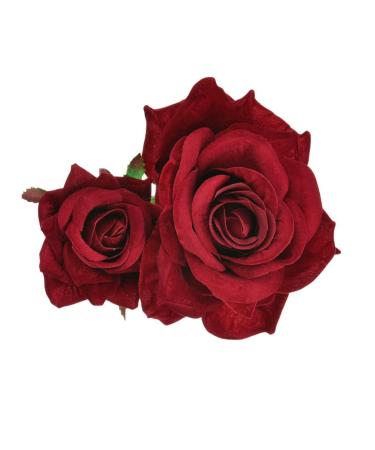 SOLUSTRE Flower Hairpin Rose Hair Clip Elegant Flower Bobby Pin Women Rose Flower Hair Accessories for Ladies Girls Valentines Day Decoration Wine Red