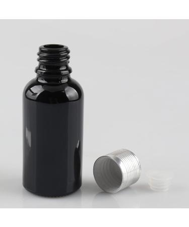 Tianzd 4-Piece 50ml Black Glass Bottles - Empty Glossy with Silver Screw Cap for Perfume Oil Aromatherapy & Massage - Premium Sealed Stoppers - Buy Online on GoSupps.com