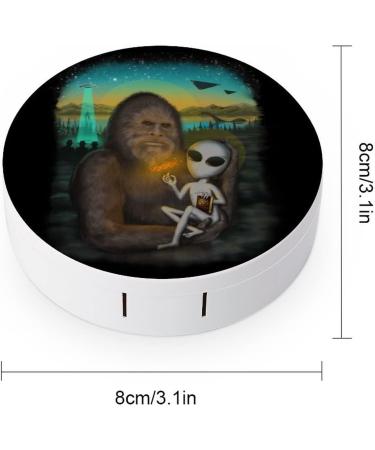 Aliens & Bigfoot Round Contact Lens Case | Cute Portable Kit with Mirror for Easy Storage - Buy Online on GoSupps.com