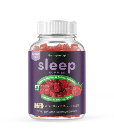 Hemp Sleep Gummies Triple Action | Sugar Free | Strawberry | Vegan 60 ct Sugar Free 60 Count (Pack of 1)