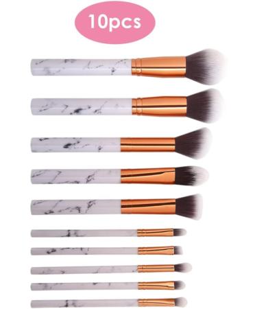 Marble Makeup Brush Set Professional Blending Cosmetic Brushes for Foundation Powder 10PCS - Buy Online on GoSupps.com