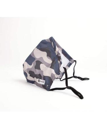 Miamica Fashion Cloth Face Mask with Nose Wire, Double Layer Cotton, Adjustable Ear Straps, Inner Pocket - Camo/Grey/Black Grey Camo - Buy Online on GoSupps.com