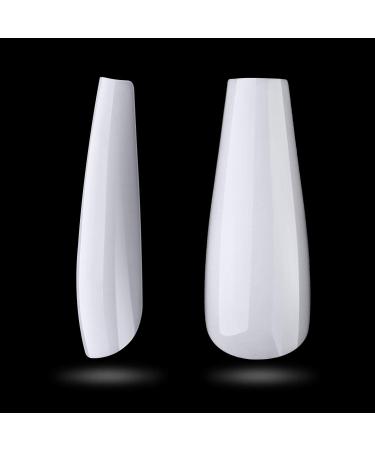 Ballerina Nails Long False Nails Coffin Fake Nails Full Cover Length 100 Pieces Artificial Fingernails Tip with Case for Nail Salons and DIY Nail Art 10 Sizes (White) - Buy Online on GoSupps.com