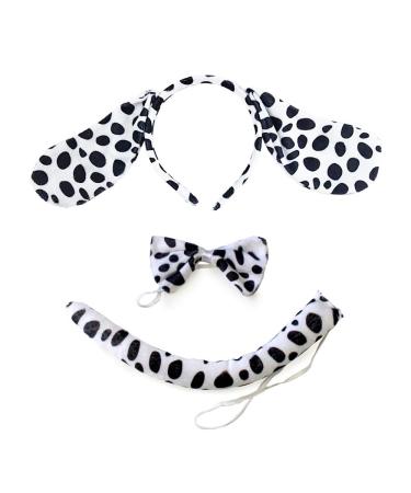 Halloween Dalmatian Cow Headband Spotted Dog Ears Hair Bands Puppy Bow Tie Tail Headpiece Women Hairband Hair Hoops Party Decoration Cosplay Costume Cute Handmade Hair Accessories 1 Set Dalmatian