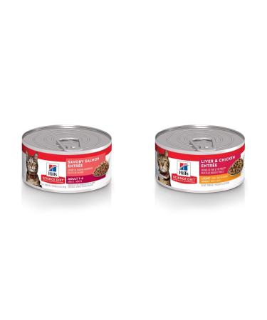 Hill's Science Diet Adult Canned Cat Food Savory Salmon + Liver & Chicken Entr e | 5.5 oz 24 Pack each