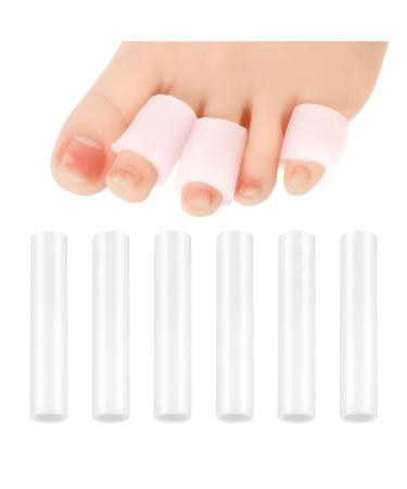 Silicone Toe Covers 6 Piece White Open Toe Tube Toe Protectors Cuttable Toe Protectors Pads Corn Pads for Toes for Small Toes Corns Bunions Blisters Hammer Toes Relieve Toe Pain