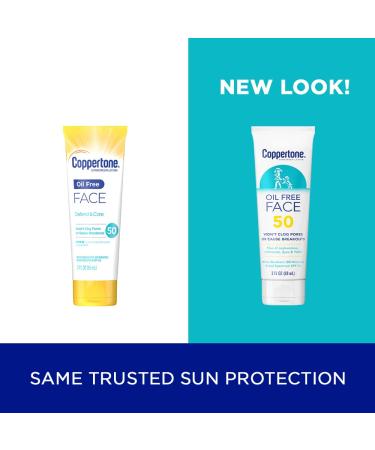 Coppertone SPF 50 Oil-Free Face Sunscreen 3 fl oz - Water Resistant Travel Size Sunscreen - Buy Online on GoSupps.com
