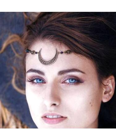 Runmi Boho Head Chain Gold Bridal Headpiece Black Pearl Headband Festival Hair Accessories for Women and Girls (A) - Buy Online on GoSupps.com