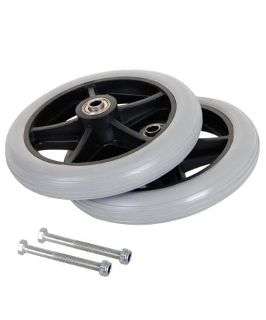 2pcs Wheelchair Wheels Replaceable Wheelchair Accessory Front Wheel 6in 7in 8in Grey Caster Wheel for Wheelchairs Rollators Walkers(7in/17cm)