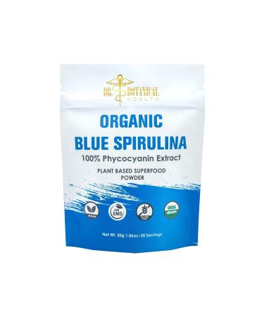 Dr. Botanical Health Organic Blue Spirulina Powder - 30g - 1.06oz - 30 servings - Plant Based Superfood Powder - 100% Phycocyanin Extract